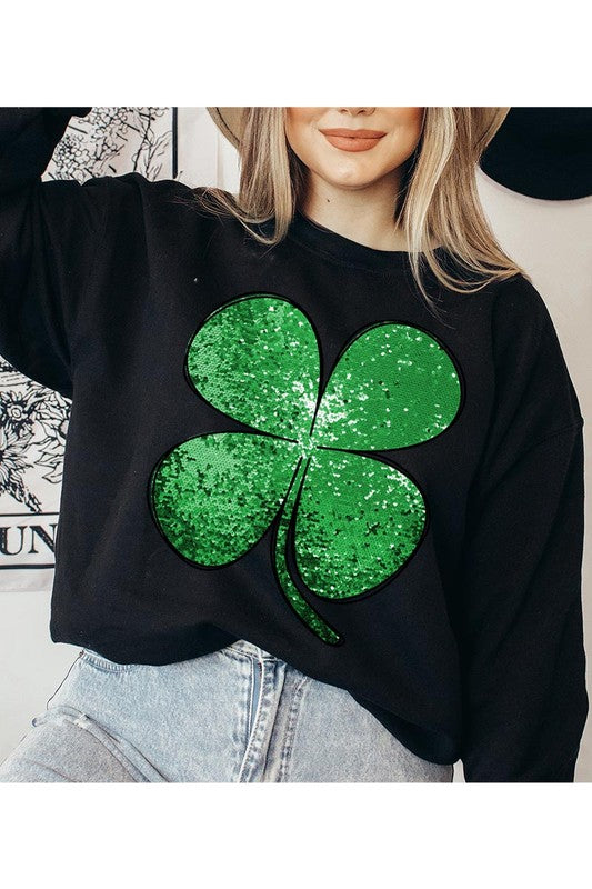 Shamrock St Patrick's Day Graphic Fleece Sweatshirt